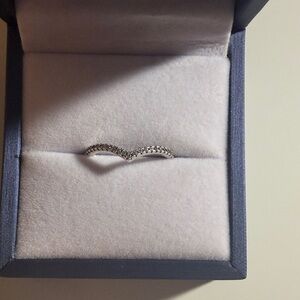 Pandora Silver V-Shaped Pavé Stackable Ring